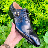 Nice Men Black Brown Leather Oxford Brogue Dress Shoes Office Men's Leather Men's Pair with Suit Jeans Side Lace Up Buckle Stylish