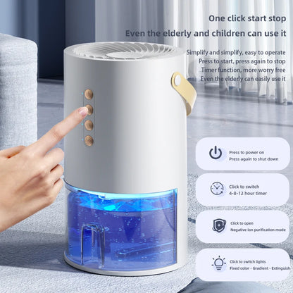 1000ml Dehumidifier Air Dryer for Home Office Negative ions Eliminate Damp Mold and Moisture Portable Air Dehumidifier EU US