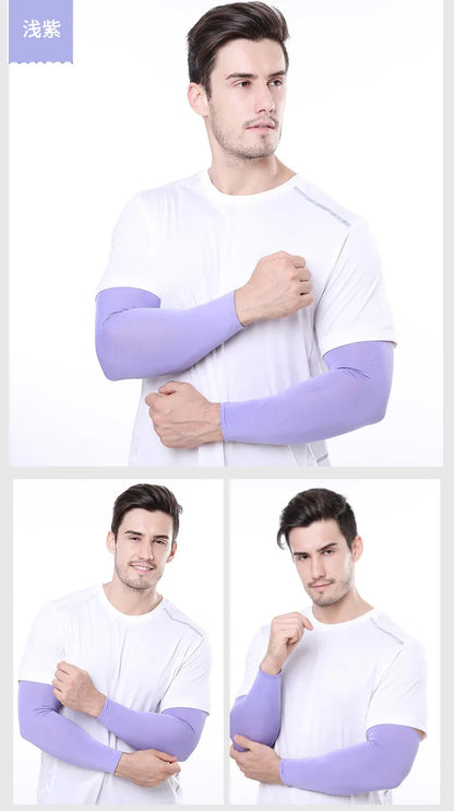 2Pcs Unisex Cooling Arm Sleeves Cover Sports Running UV Sun Protection Outdoor Men Fishing Cycling Sleeves for Hide Tattoos