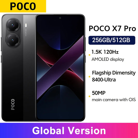 Global Version POCO X7 Pro Smartphone Dimensity 8400-Ultra 90W HyperCharge 6000mAh 6.67" AMOLED display NFC 50MP main camera