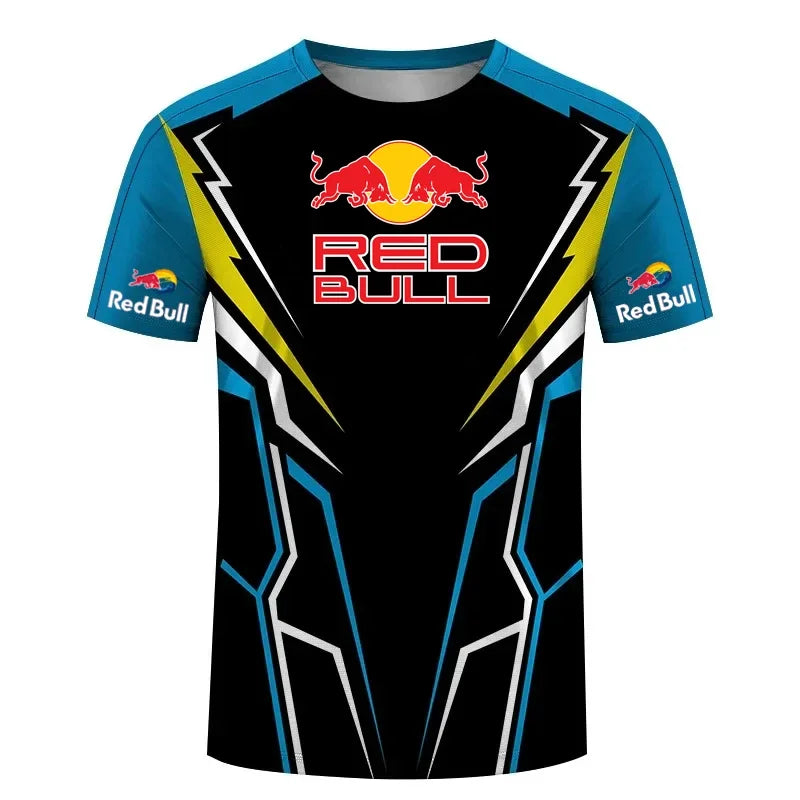 Summer New Red Bull T-shirt Men's Sports T-shirt Red Bull 3D Printed Short-sleeved Casual Oversized T-shirt Red Bull Clothing