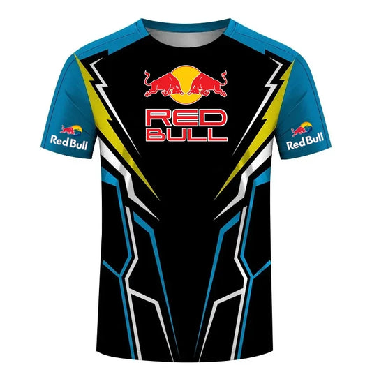 Camiseta deportiva de verano para hombre de Red Bull, nueva camiseta deportiva de manga corta con estampado 3D de Red Bull, camiseta informal de gran tamaño, ropa de Red Bull.