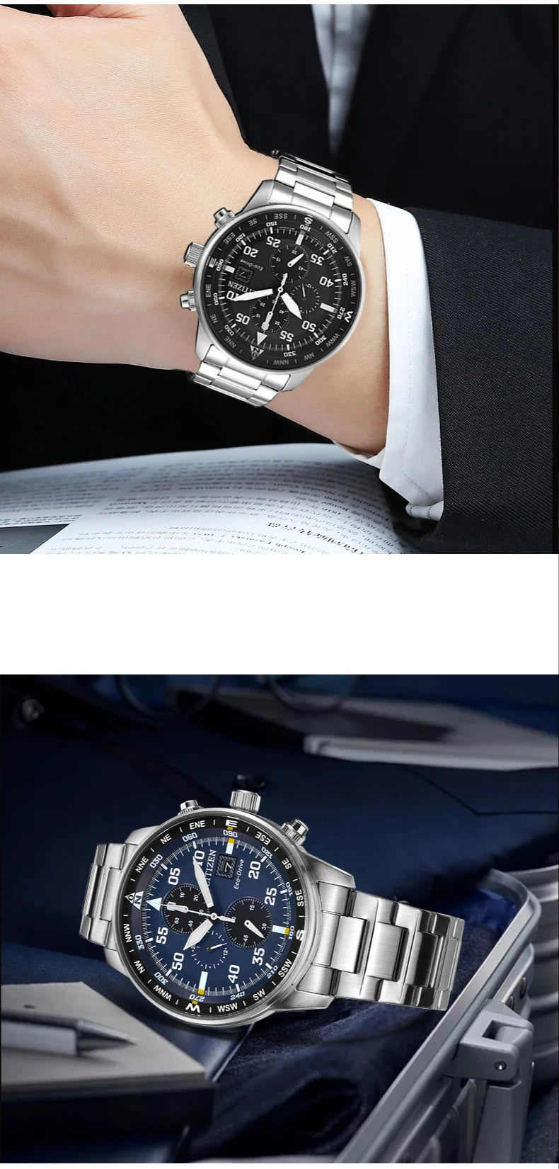 Citizen Fashion Men Stainless Steel Watch Luxury Calendar Quartz Wrist Watch Business Watches for Man Clock Montre Homme