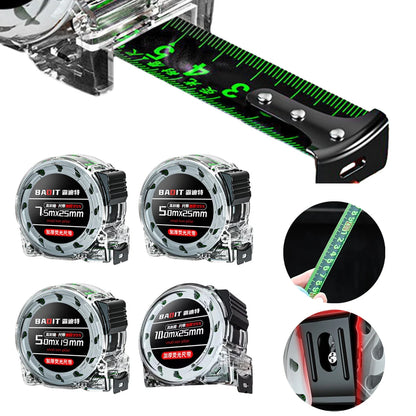 1PCS Self Locking Steel Tape Measuring Tool High-Precision Laser Inkjet Code Box Ruler Measure Fluorescent Widened Meter Ruler