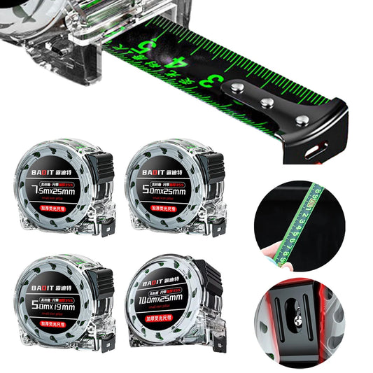 1PCS Self Locking Steel Tape Measuring Tool High-Precision Laser Inkjet Code Box Ruler Measure Fluorescent Widened Meter Ruler
