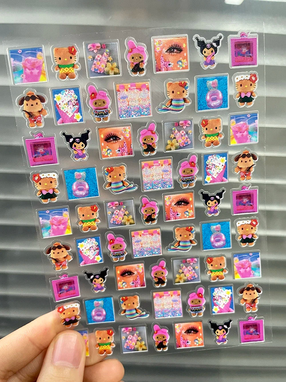 Pvc Super Mini Cartoon Game Patterns Sticker Kawaii Sanrio Kitty Self-adhesive Sticker Waterproof Luggage Tags Nail Stickers