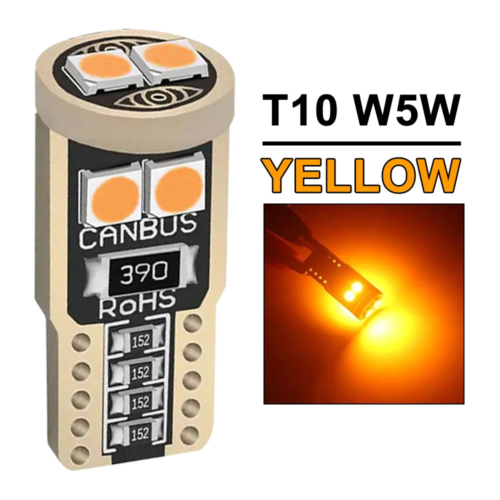 2/4/6/10/20 Pieces CANBUS T10 W5W LED Bulbs for Car Interior Dome Door Map Trunk License Plate Lights 12V 3030SMD White Yellow