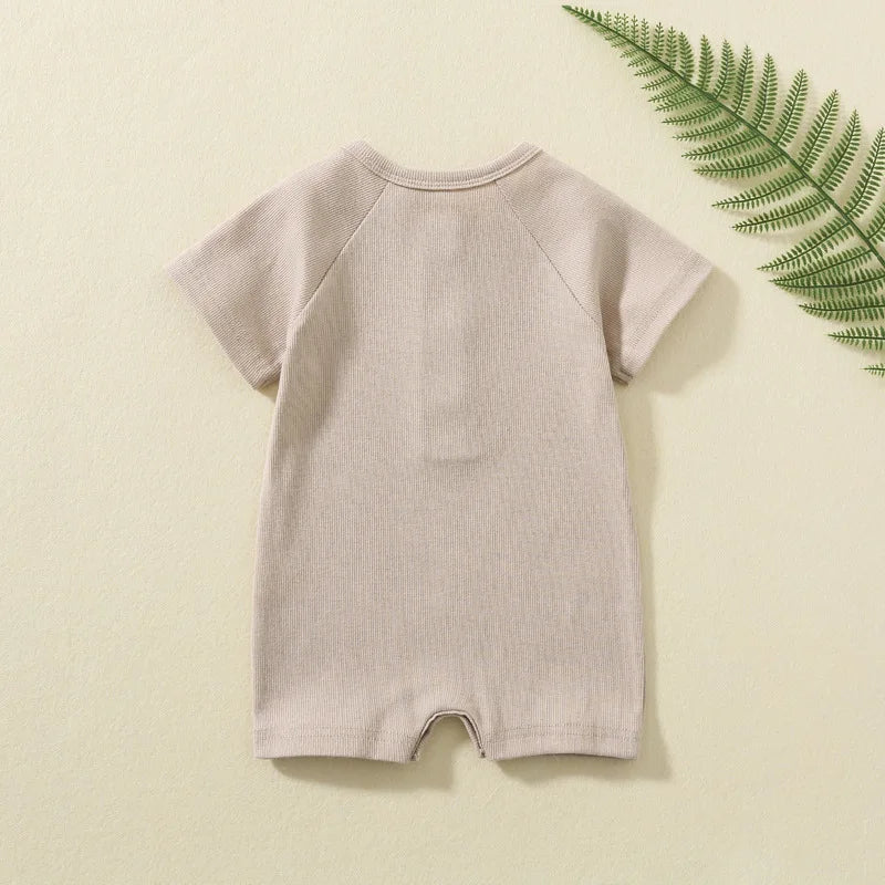 Pelele de verano para bebé, pijama fino de manga corta, mono acanalado, ropa de punto elástica, mono para niña