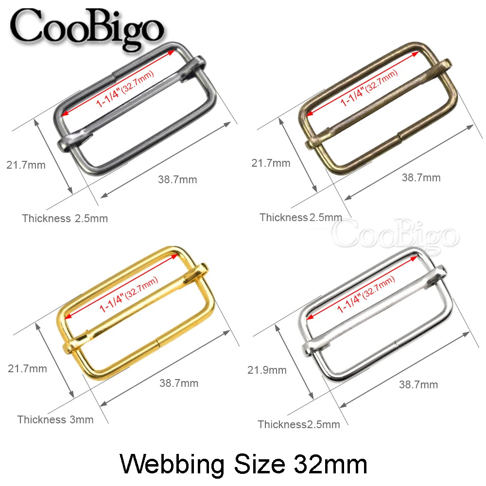 10pcs Metal Slides Tri-Glides Wire-Formed Roller Pin Buckles Slider Adjuster Bag Strap Accessories 15mm 20mm 25mm 32mm 38mm 50mm