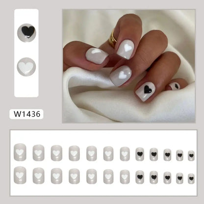 24Pcs/Box Aurora False Nail Detachable Short Round Fake Nails for DIY for Salon French Nail Tips Full Cover Press On Nails