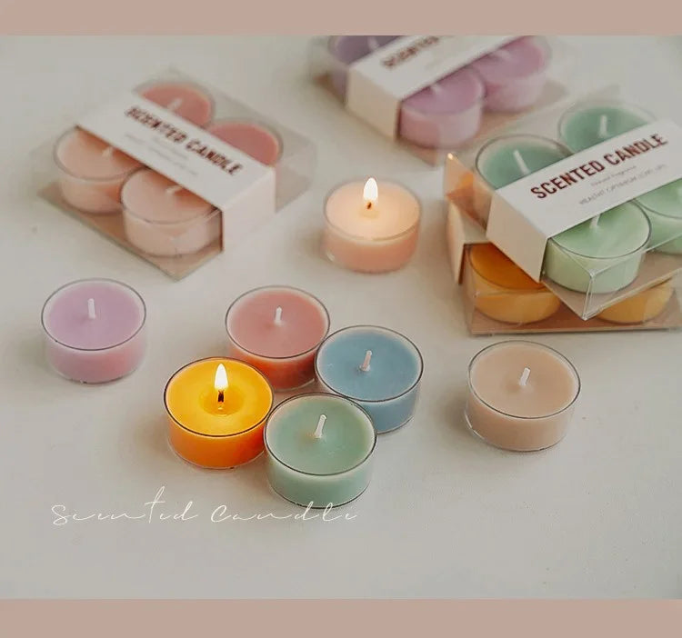 4pcs Handmade Tea Light Scented Candle Aromatherapy Soy Wax Candles Wedding Birthday Candle Party Home Decoration Photo Props