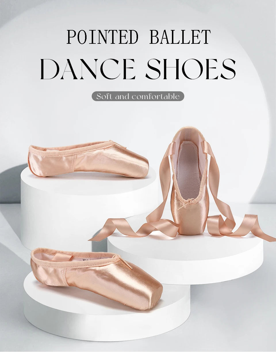 Child And Adult Ballet Dance Shoes Girls Ballet Pointe Shoes Professional With Ribbons Shoes Series Classic Woman Ballet Shoes