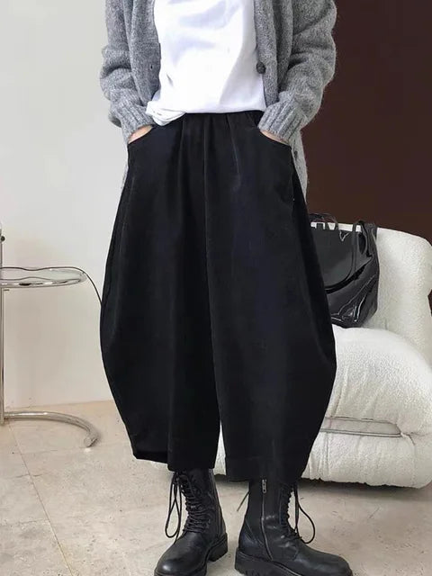 Women's Vintage Loose Carrot Pants, Wide Leg Harem Pants 