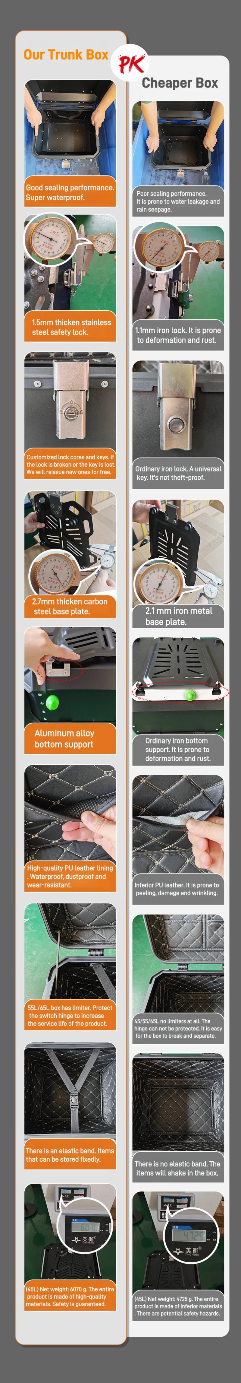 65/55/45L Aluminum Silvery Motorcycle Top Box Waterproof Rear Luggage Case Motorbike Trunk Tail Helmet Box Quick Release Toolbox