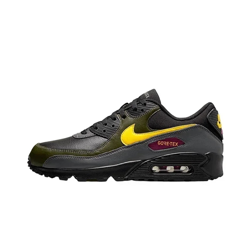 Nike Air Max 90 Vintage Men's Running Shoes Wear Resistant Shock Absorption Breathable Black Yellow Sneakers Retros