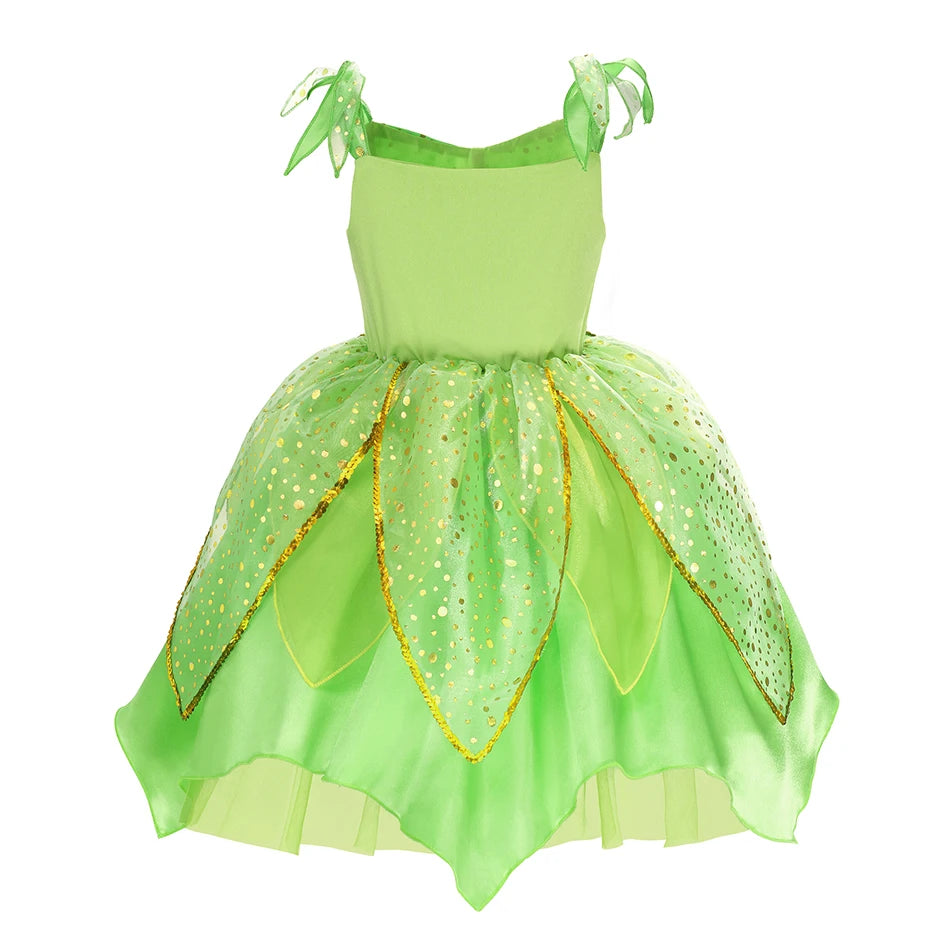 Vestido de Fada Sininho (Tinkerbell) para Meninas – Fantasia de Princesa Fada das Flores para Cosplay e Festas de Natal