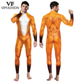 VIP FASHION 2025 Halloween Costumes for Men Animal Fox Cosplay Bodysuit Giraffe Leopard Zentai Jumpsuits Party Funny Male Outfit