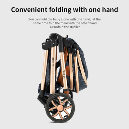 Lightweight Baby Stroller 3-IN-1 Luxury Travel System with Adjustable Seat Baby Car with Canopy& Mosquito Net for Newborns New