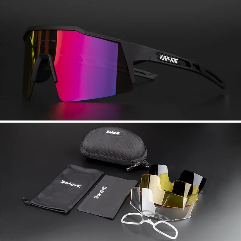 Men Women Polarized 4 Lens Sunglasses Cycling Bike Glasses Bicycle MTB Goggle Outdoor Sport Eyewear Anti-Glare Uv400 Equipment