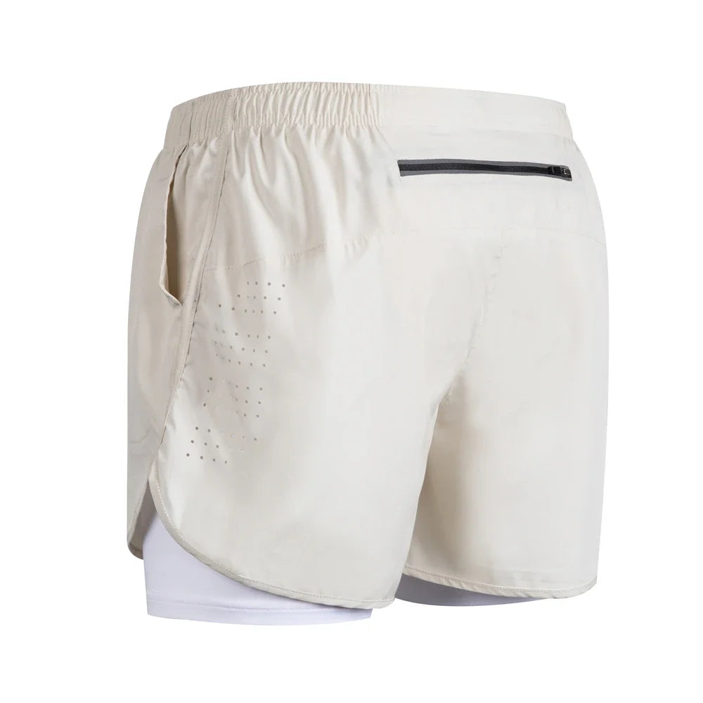 2025 New Men's Running Shorts Fitness Quick-drying Double Layer Shorts Men Workout Training sweatpants Bodybuilding Short Pants