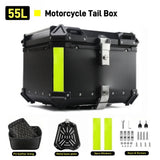 65/55/45L Aluminum Silvery Motorcycle Top Box Waterproof Rear Luggage Case Motorbike Trunk Tail Helmet Box Quick Release Toolbox