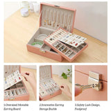 Portable Jewelry Box Jewelry Organizer Display Travel Jewelry Case Boxes Button Leather Storage Zipper Jewelers Display Holder
