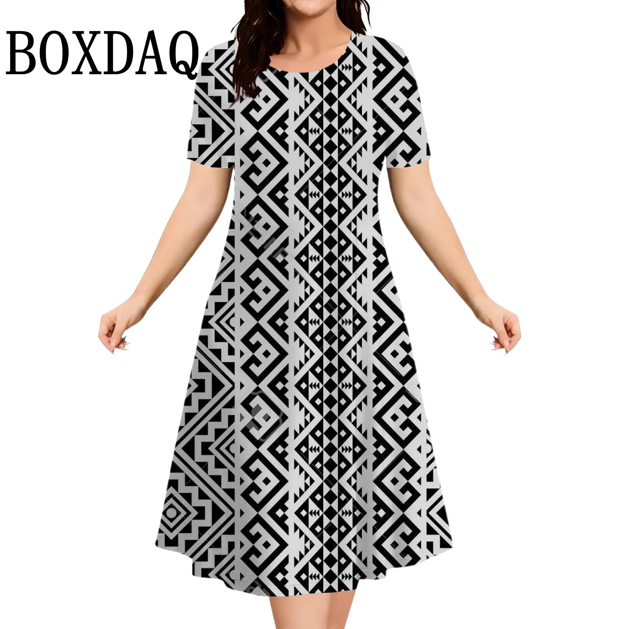 Summer Dresses 2025 Women's Plus Size Loose Casual Striped Print Short Sleeve A-Line Dress Elegant Fashion Clothing 9XL