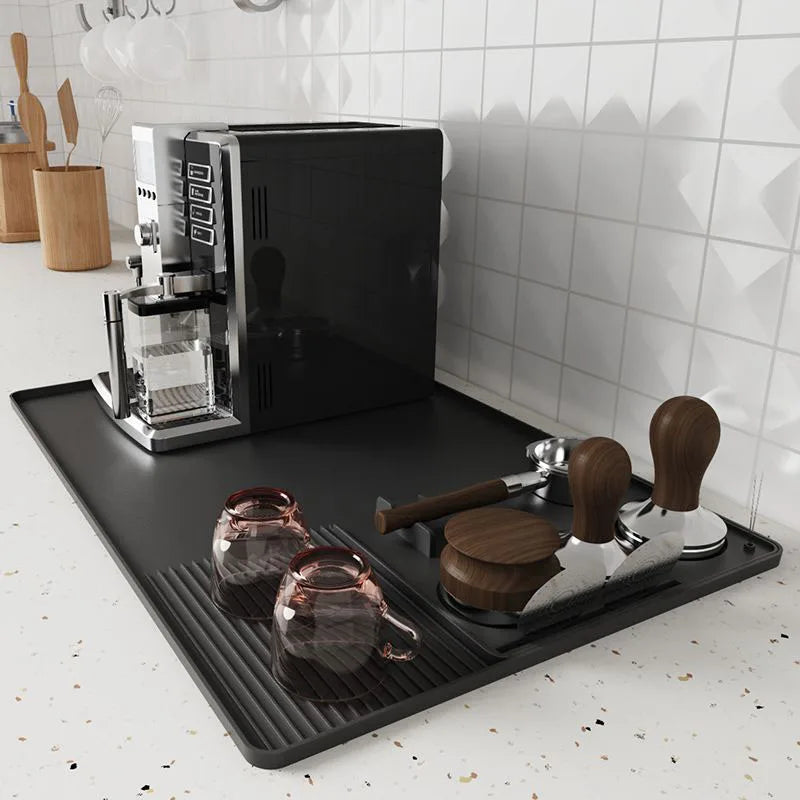 Home Coffee Machine Table Mat Anti-slip Silicone Coffee Mat Tamper Holder Station Cup Drainer Barista Coffee Accessories