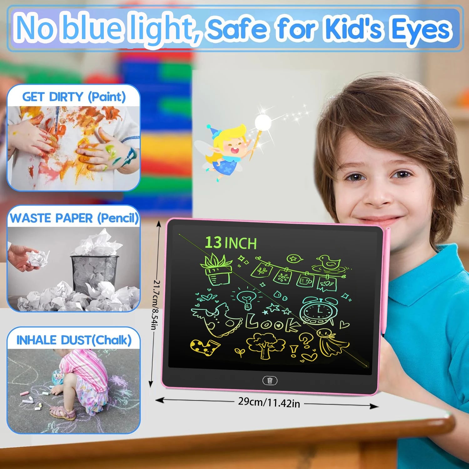 Tablet de Escrita e Desenho LCD (16/13/11 Polegadas) – Brinquedo Educativo para Meninos e Meninas de 3 a 8 Anos