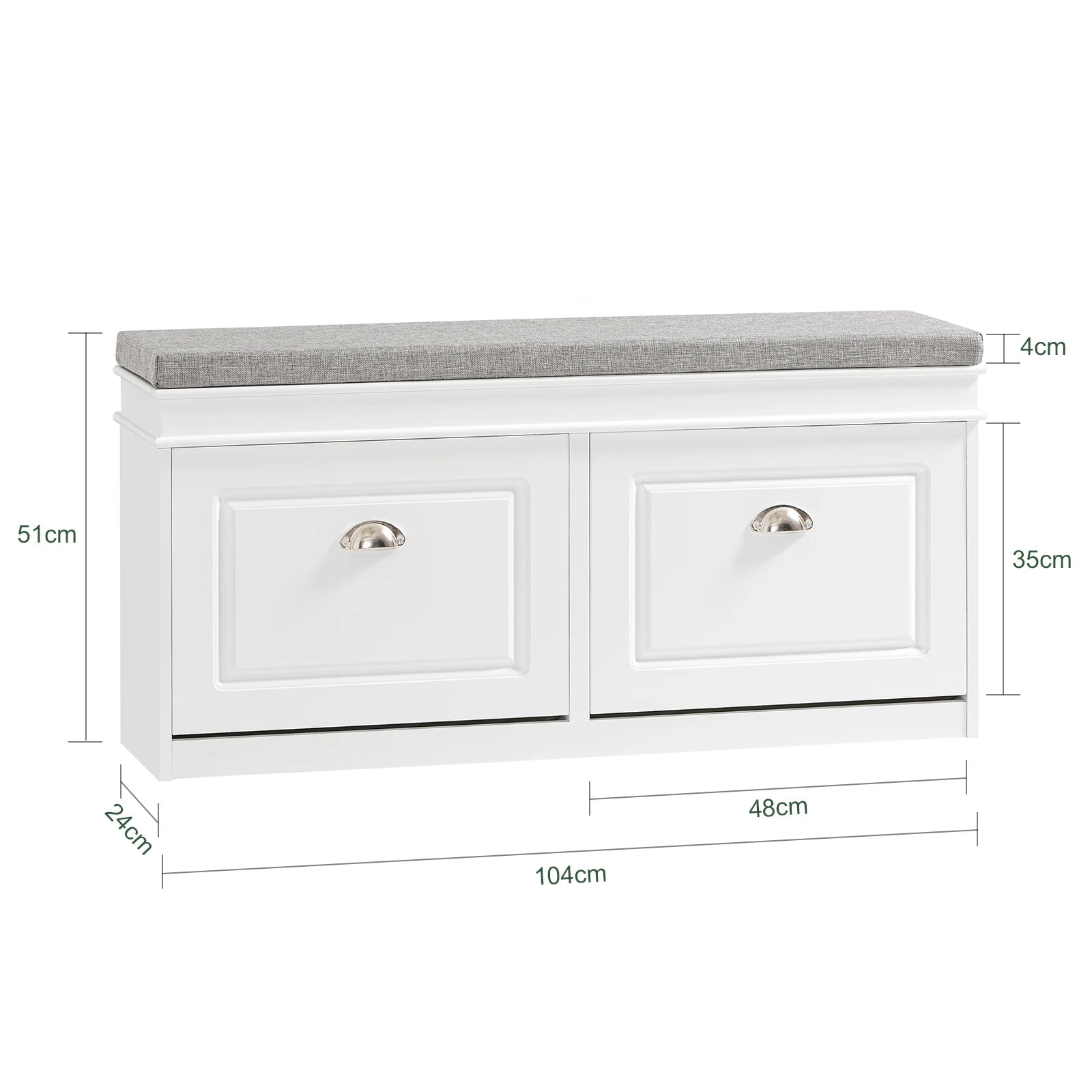 SoBuy FSR64 Shoe dump truck seat chest of drawers bench with seat cushion shoe bench with 2 flaps BHT approx.: 104x52x24cm
