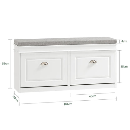SoBuy FSR64 Shoe dump truck seat chest of drawers bench with seat cushion shoe bench with 2 flaps BHT approx.: 104x52x24cm