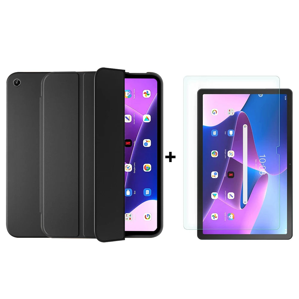 For Lenovo Xiaoxin Pad 2022 10.6" Tab M10 Plus 3rd Gen Case TB128FU TB125FU Funda Tablet Tri-Fold Magnetic Stand Cover+Film
