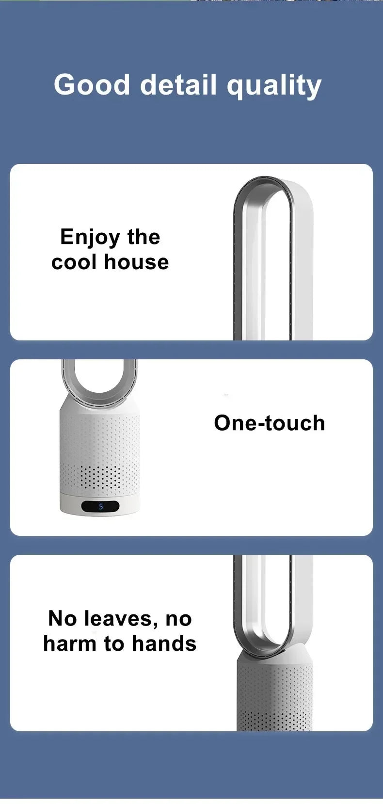 2024 New Bladeless Fan Electric Cooling Air Tower Fans With Remote Control Intelligent Low Noise 16 Inch Stand Floor Dropship