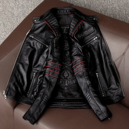 Chaqueta de motociclista nueva para hombre, de piel de vaca, para motocross, de cuero, para invierno, resistente al viento, para carreras, ropa de motociclista resistente al desgaste para Harley.