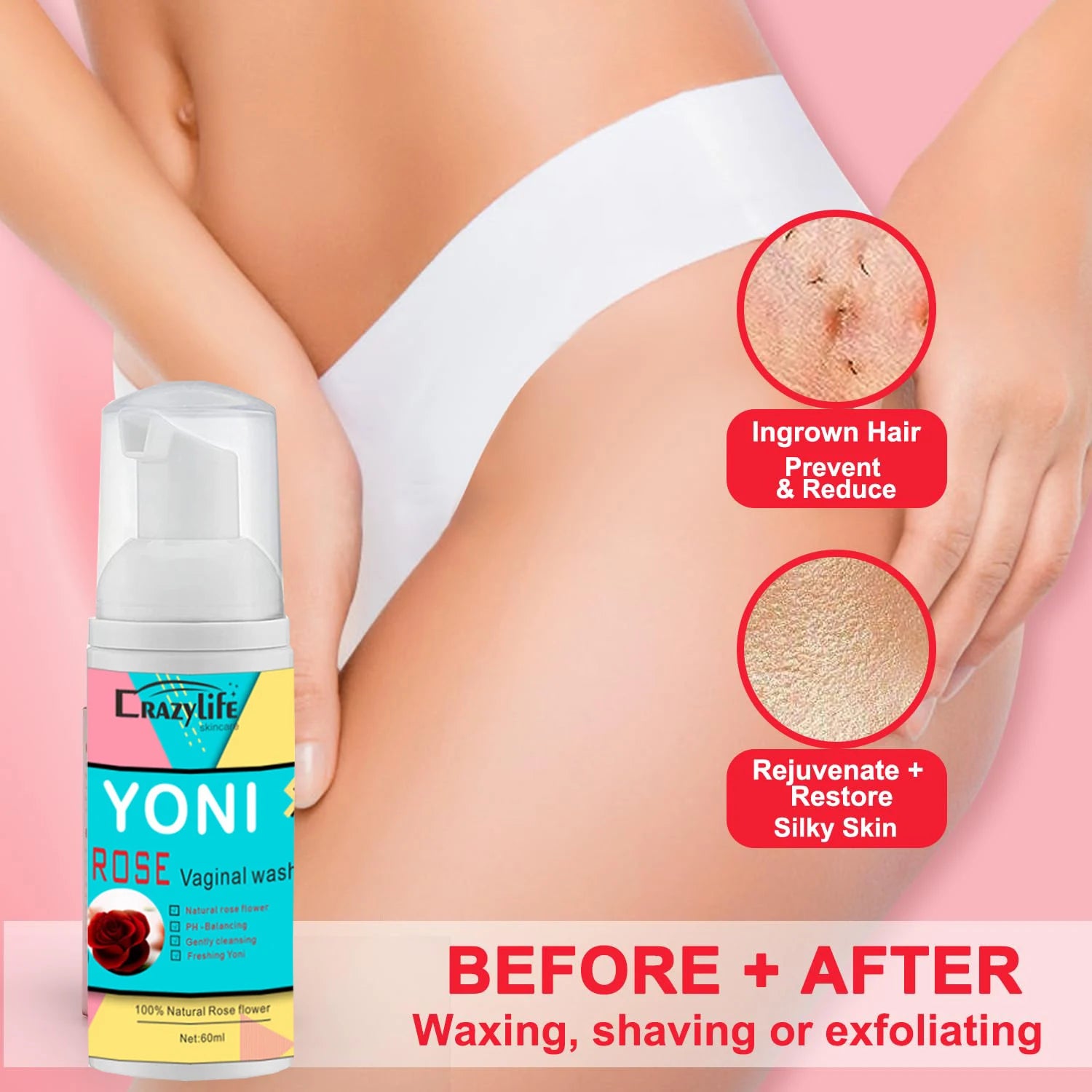 Feminine Intimate Yoni Wash Natural Washing Foam Vaginal Herbs Washer Hygiene Vagina Detox Cleaning Care for Women's Health 60ml