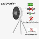 2024 New Portable Tripod Camping Fan 10000mAh USB Rechargeable Multifunctional Mini Outdoor Tent Wireless Ceiling Electric Fan