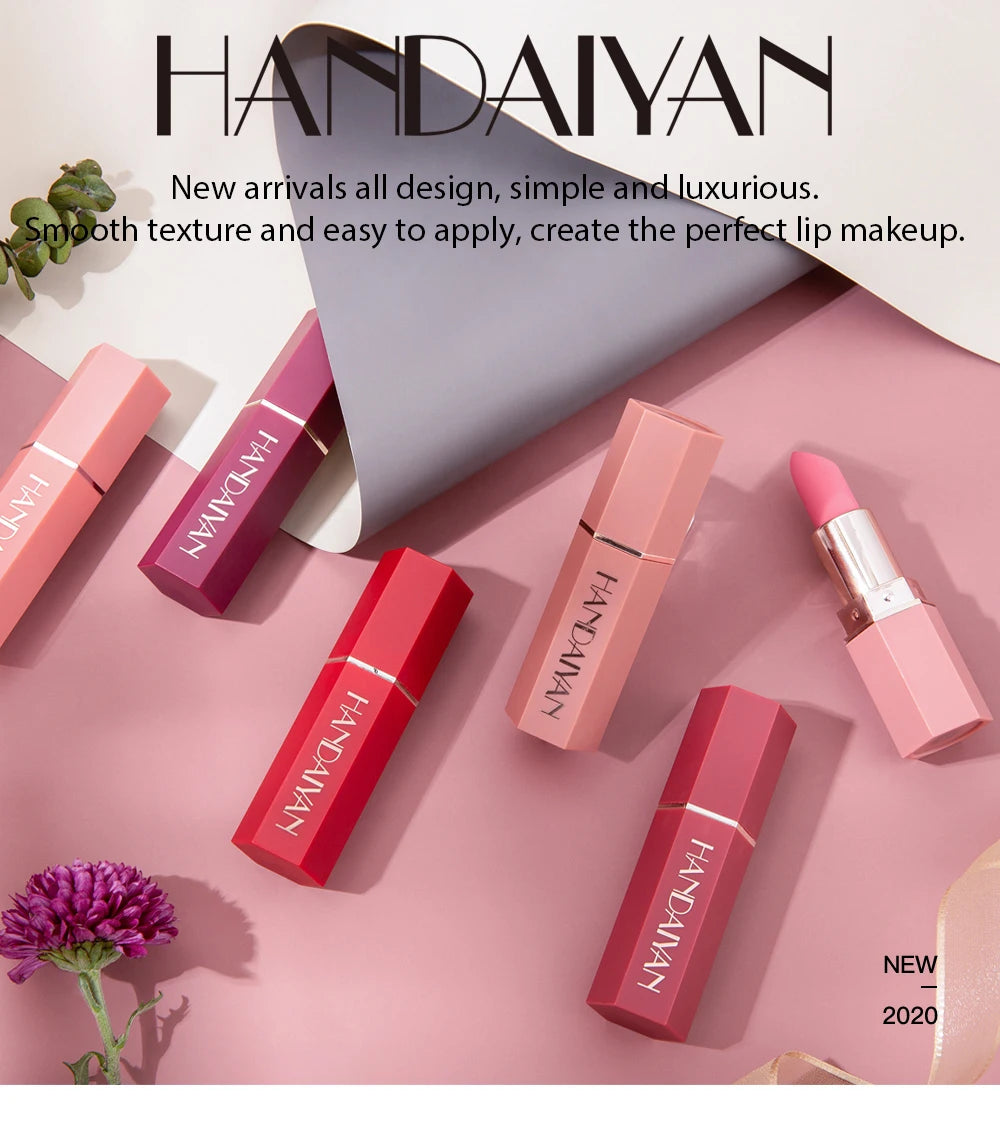 Lápiz labial mate de alta pigmentación HANDAIYAN, terciopelo, resistente al agua, maquillaje de larga duración, cosméticos para labios