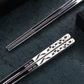 23cm Exquisite Dragon Pattern Chopsticks 304 Stainless Steel Non-slip Chinese Chopstick Food Sushi Sticks Home Kitchen Tableware
