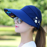 Fashion Women's Ladies Summer Vacation Wide Brim Foldable Sun Hat Anti-UV Beach Visor Caps Casual Hats