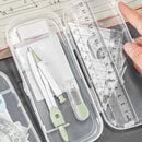 8PCS/Set Plastic Ruler Compasses Set Transparent Straight Ruler Measuring Ruler Set Square Eraser Protractor School Office