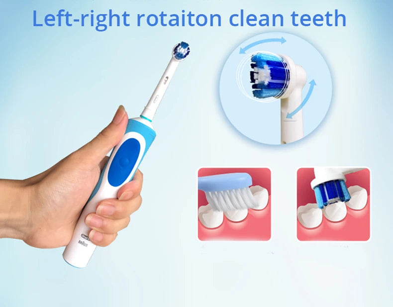 Cepillo de dientes eléctrico Oral B para adultos, recargable, con rotación, blanqueamiento 3D y cabezales de regalo.