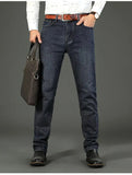 Wthinlee New Business Men's Jeans Casual Straight Stretch Fashion Classic Blue Black Work Denim Trousers Male Brand Clothing