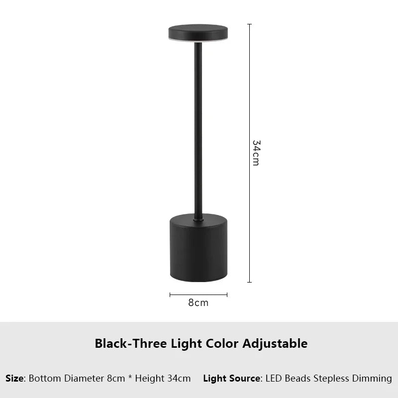 Table Lamp LED Touch Sensor Desktop Night Light Rechargeable Wireless Reading Lamp 3 Colors Adjustable Creative Ambient Light