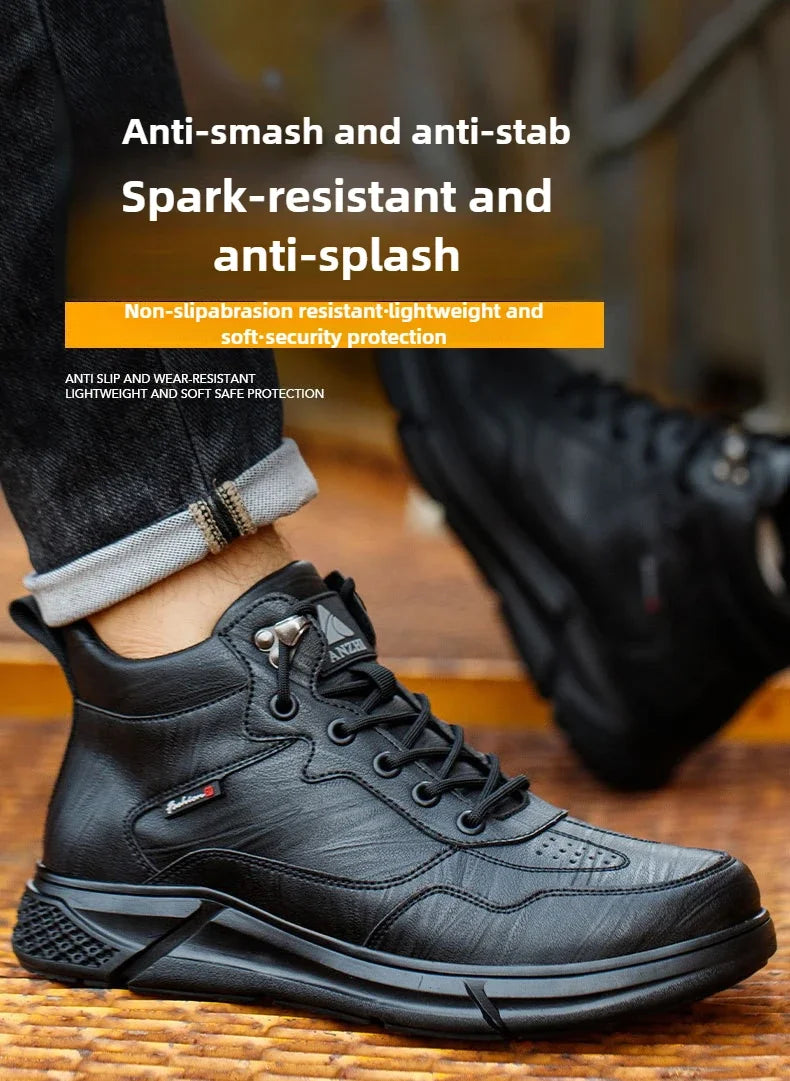 waterproof safety sneaker for men winter anti-slip boots man construction indestructible black work boots steel nose work shoes