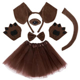 Animal Cat Tiger Cosplay Costume for Boys Girls Headband Clothes Shoes Tail Tutu Skirt Gloves Set for Kids School Performance