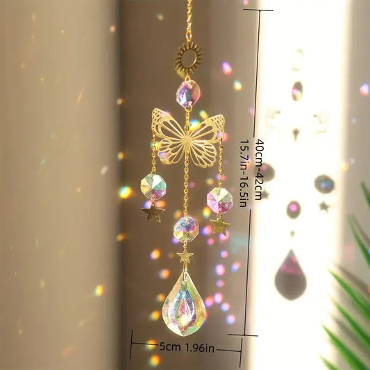 1 pc Butterfly Crystal Sun Catcher - Glass prism reflecting lights for home, garden and car decor