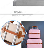 Rolling Luggage Set Women's Fashion Combination Lock Travel Suitcase Set Universal Cosmetic Bag Retro 2-Piece Trolley Luggage Set