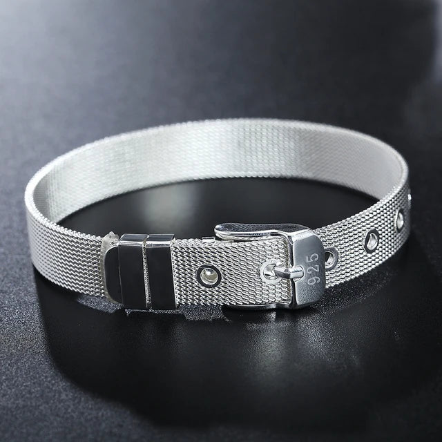 925 Sterling Silver Chain Bracelets for Men Women Braided Rope Male Fashion Jewelry High Quality New 4mm 