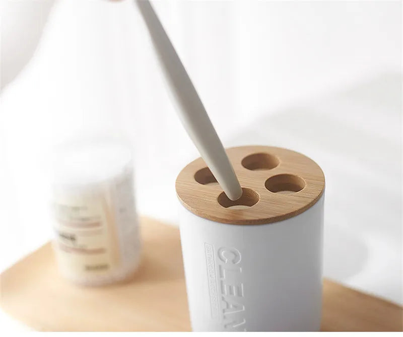 Bathroom Accessories Set Soap Dispenser Bottle Dish Washroom Toothbrush Holder Cup Suit Lotion Rack Toilet Brush Garbage Can