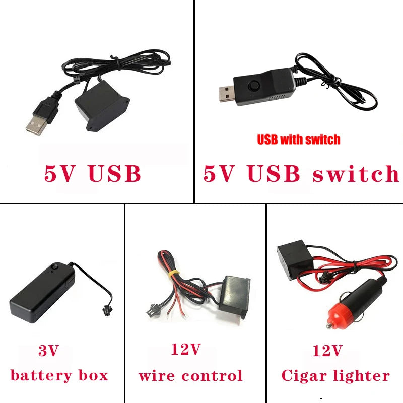 3M Car Cold Light Line LED Car Atmosphere Lamp Flexible Interior Decoration Moulding Trim Strips Light For USB Line Tube